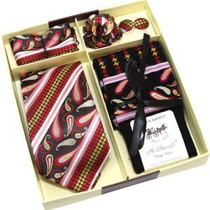 St. Patrick Pink Paisley Neck Tie & Sock Box 5 Set
